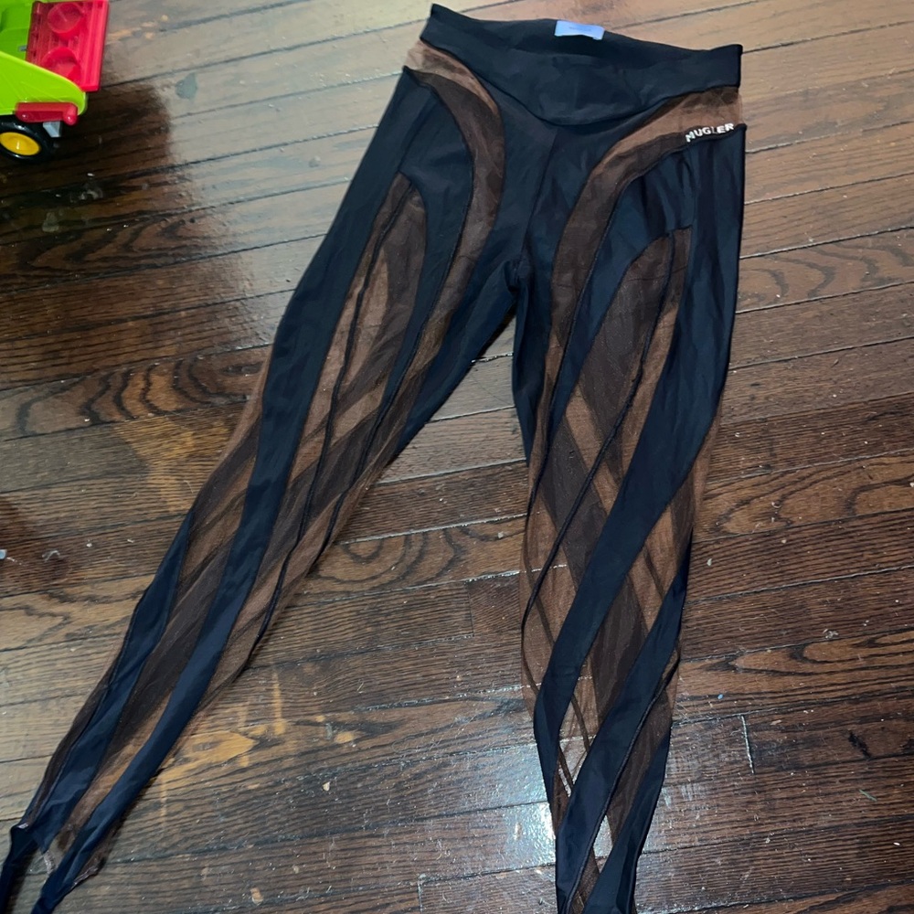 Mugler Black spiral leggings